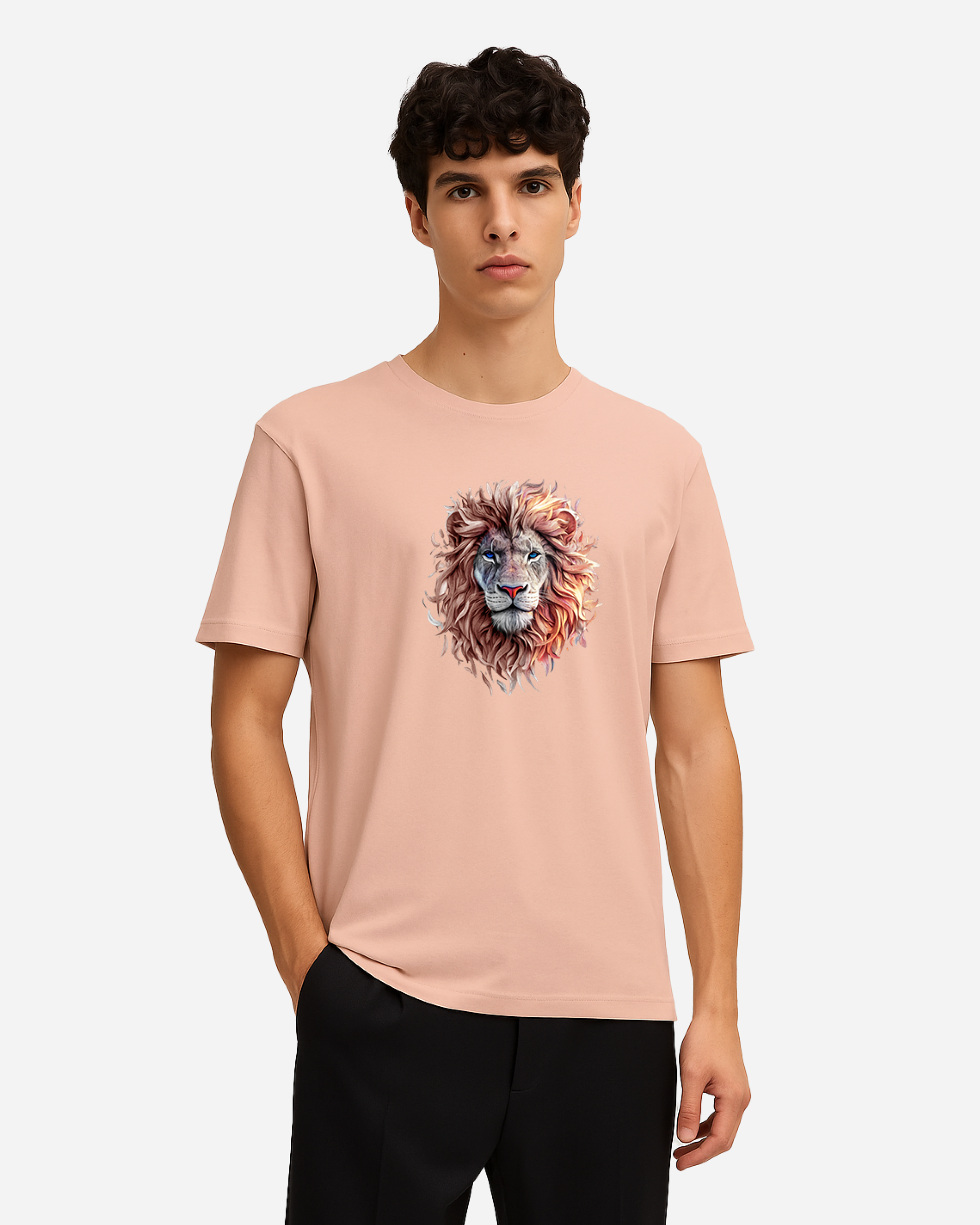 Majestic Lion Unisex T-Shirt – Fraiche Peche DTF Printed Animal Art Streetwear