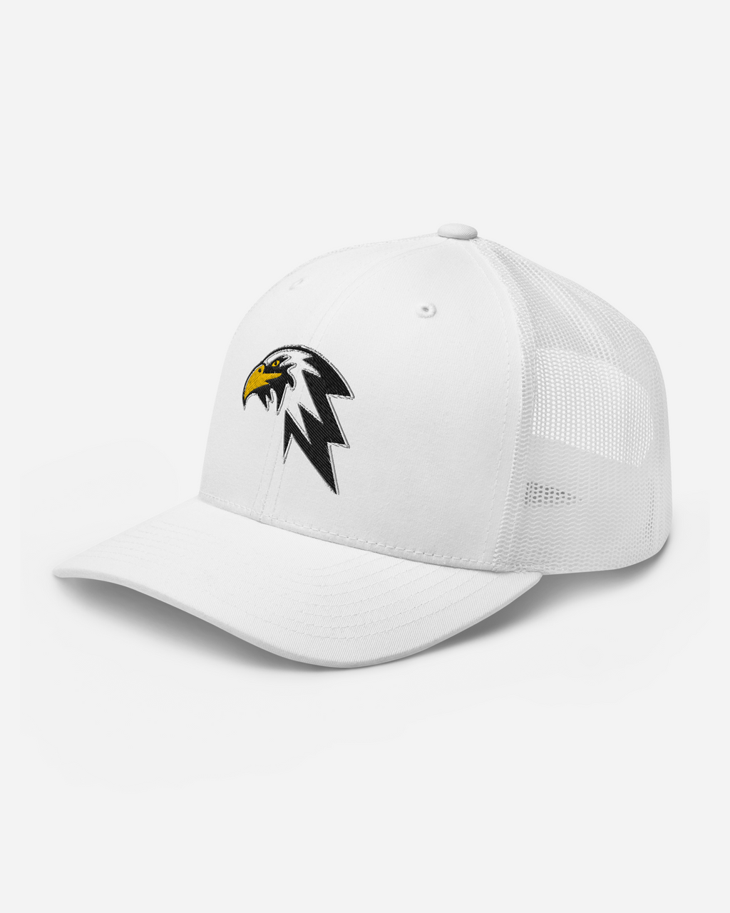 Thunder Eagle Unisex Trucker Hat – Silver & White Flat Embroidery Animal Collection