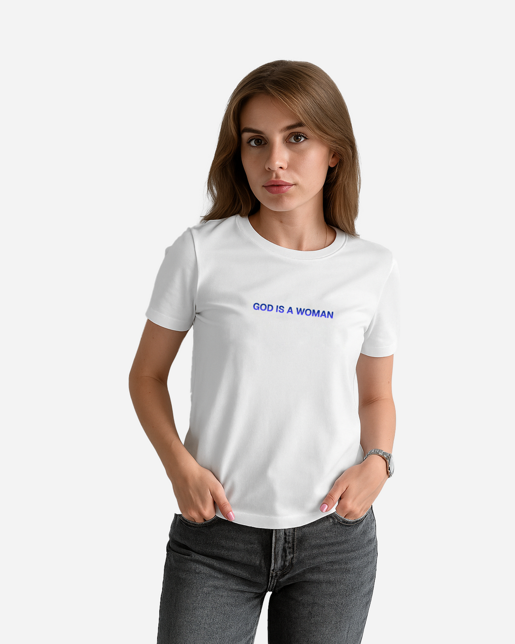 God Is a Woman Unisex T-Shirt – White DTF Printed Statement Streetwear