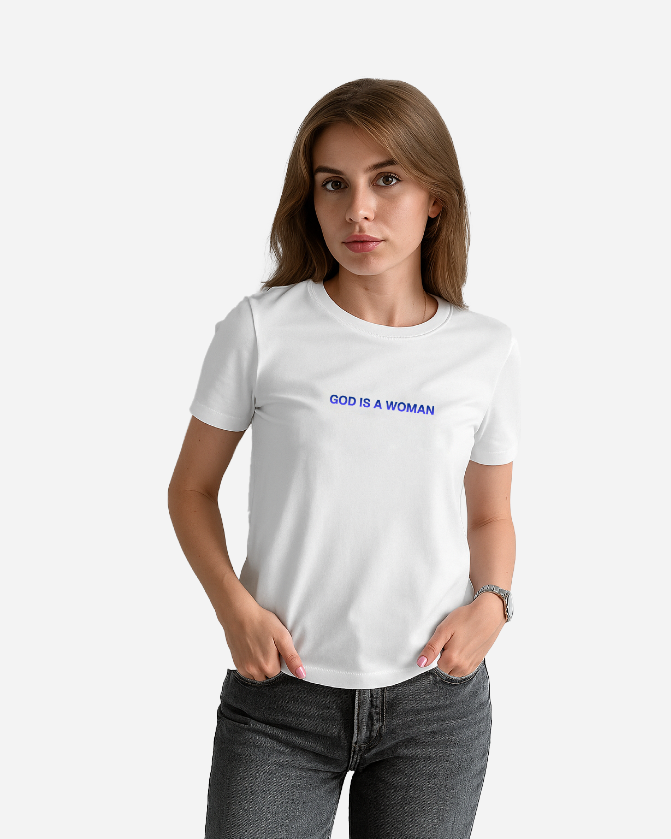 God Is a Woman Unisex T-Shirt – White DTF Printed Statement Streetwear