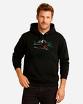 Mountain Skier Unisex Hoodie – Flat Embroidery Outdoor Adventure Edition Black (c)