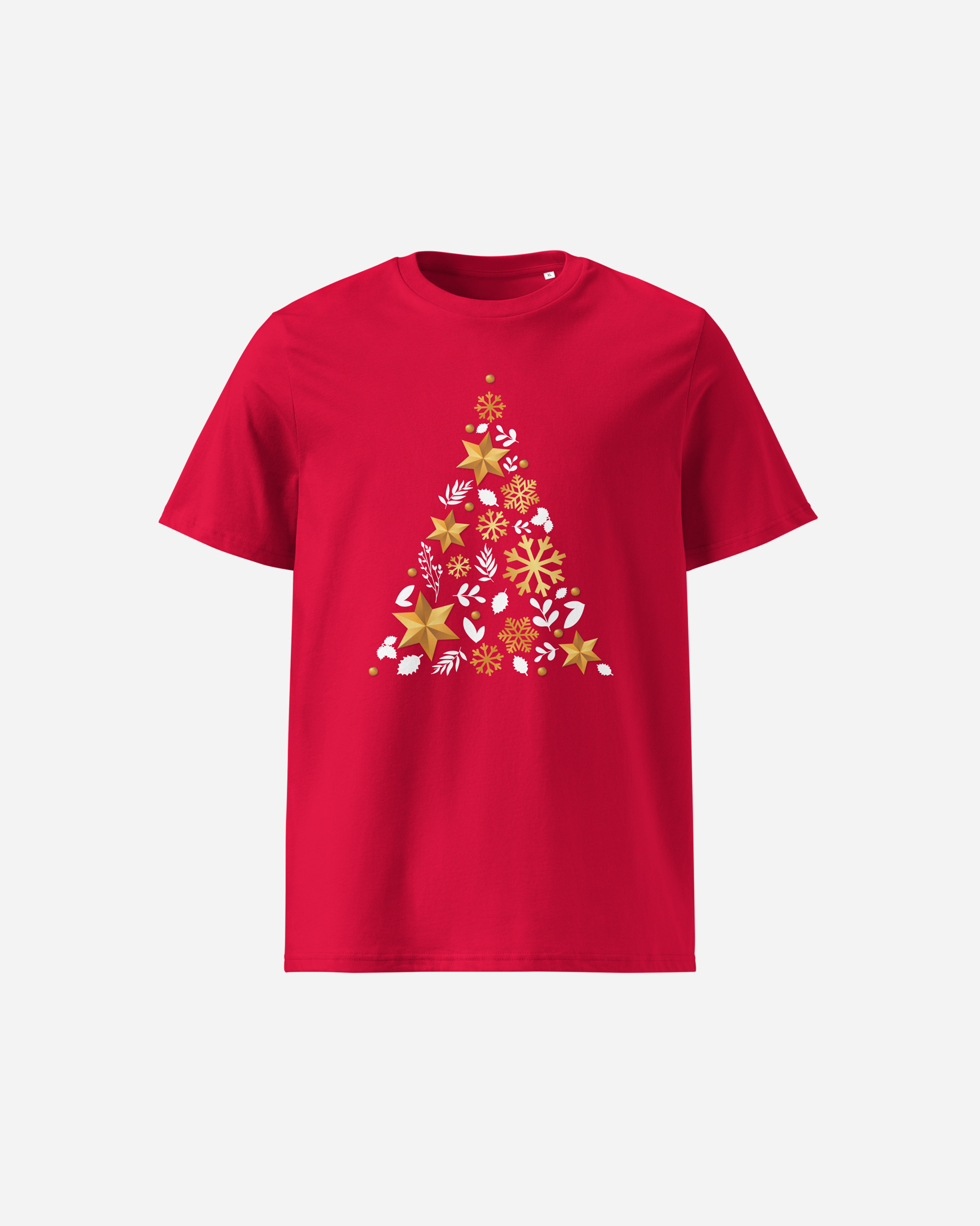 Festive Christmas Tree Unisex T-Shirt – Red DTF Printed Holiday Edition