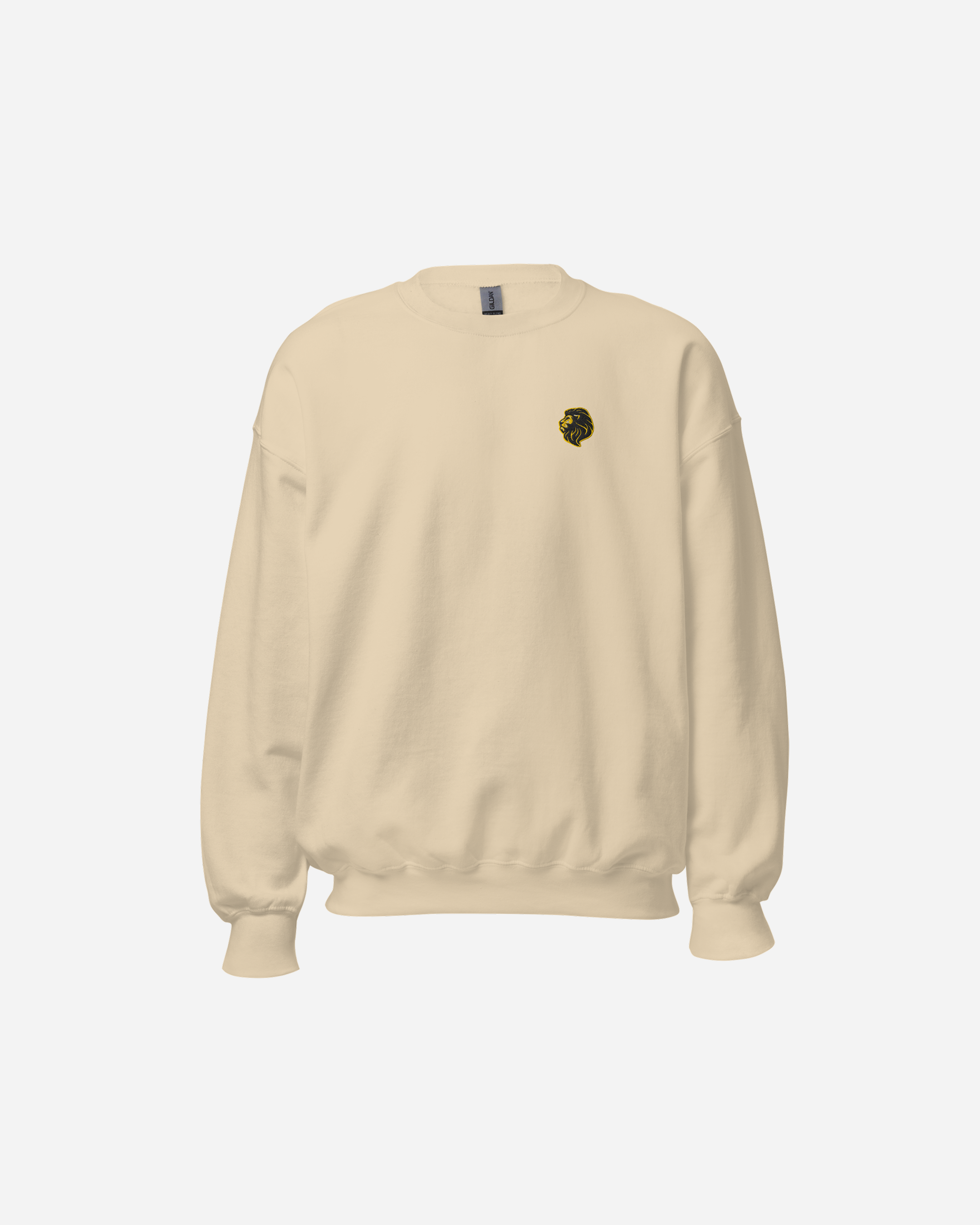 Regal Lion Unisex Sweatshirt – Sand Flat Embroidery Minimal Animal Art Edition