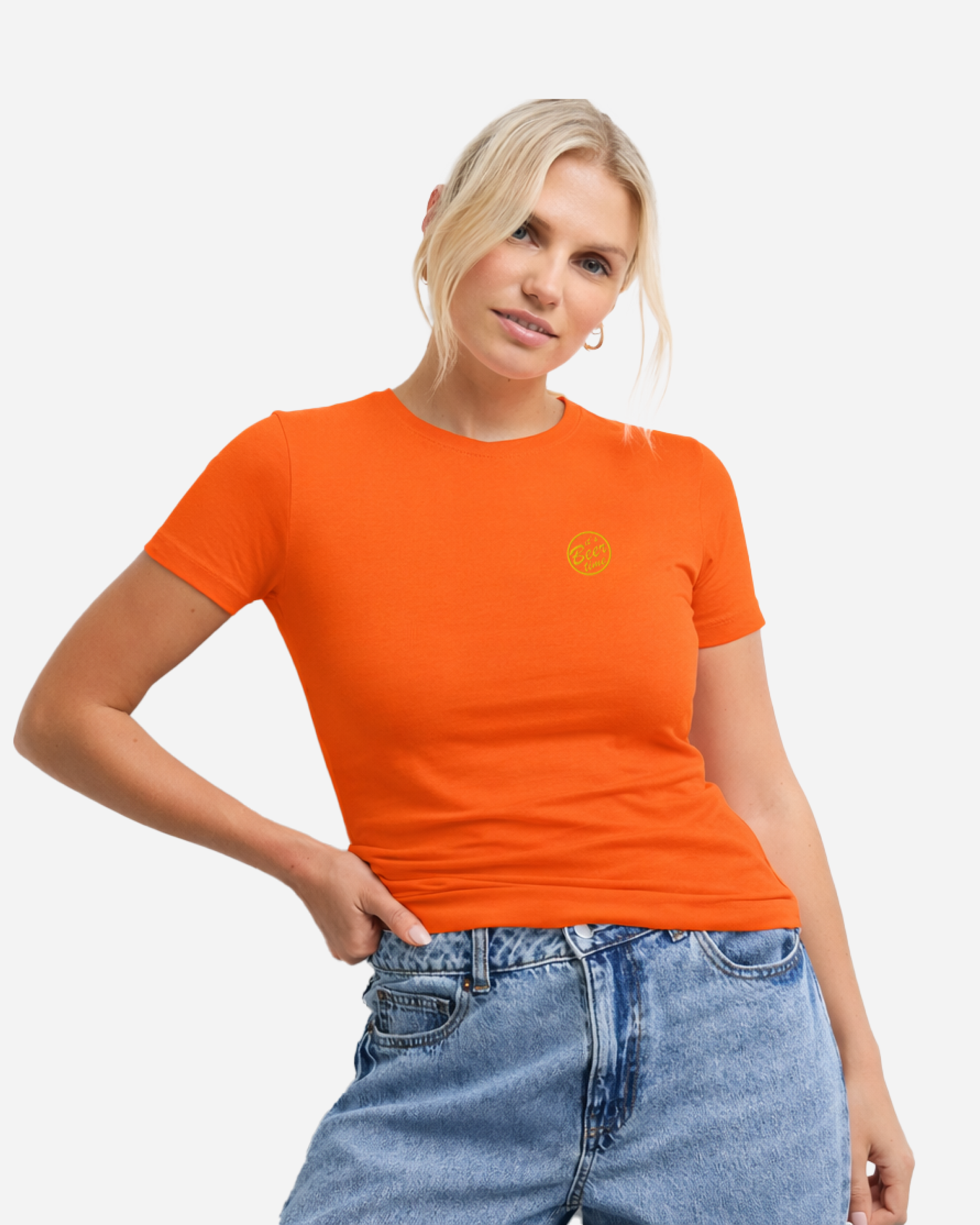 Beer Time Unisex T-Shirt – Minimal Flat Embroidery Logo Tee