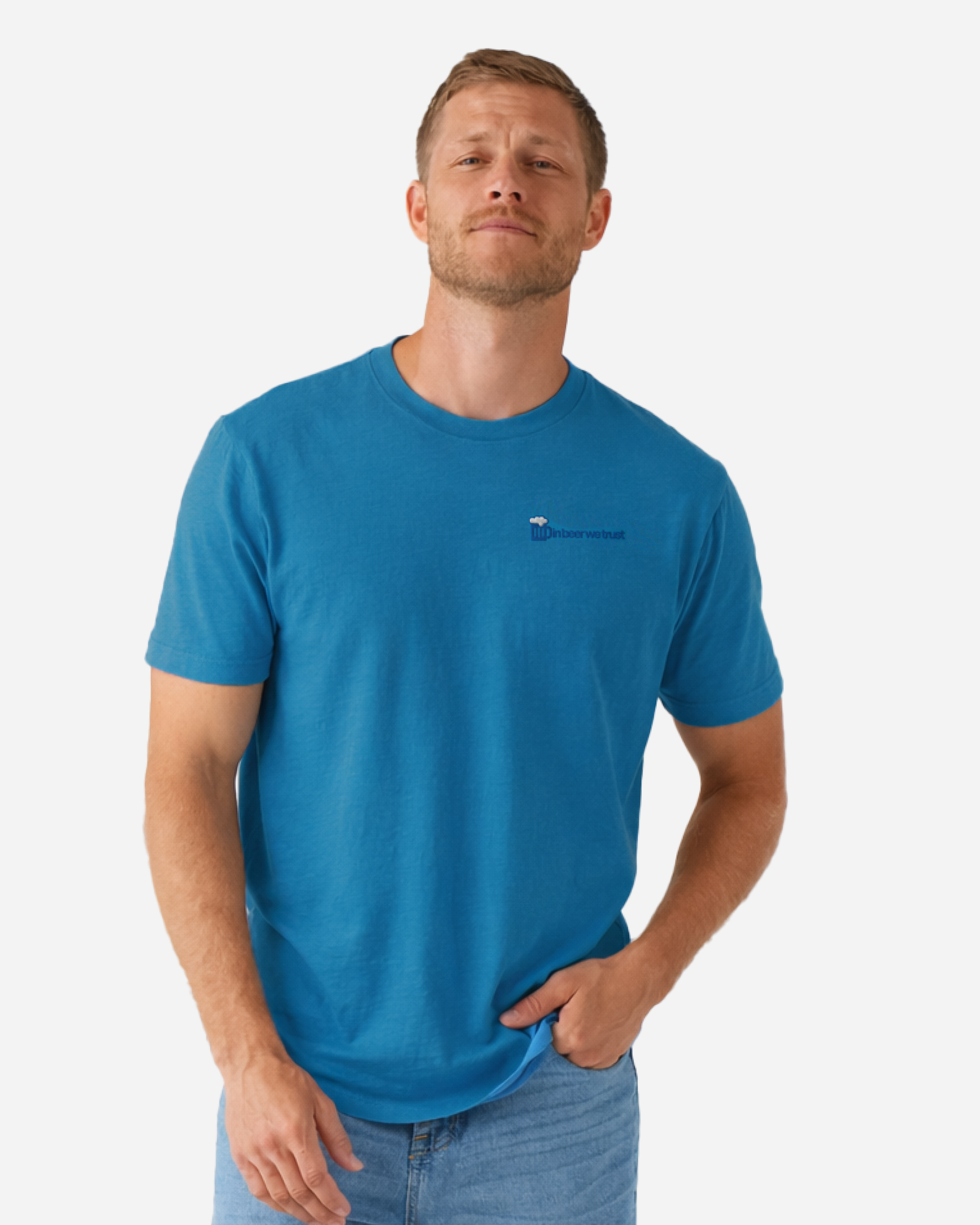 Unisex Sapphire Blue T-Shirt with Flat Embroidery Logo – Premium Cotton Crew Neck