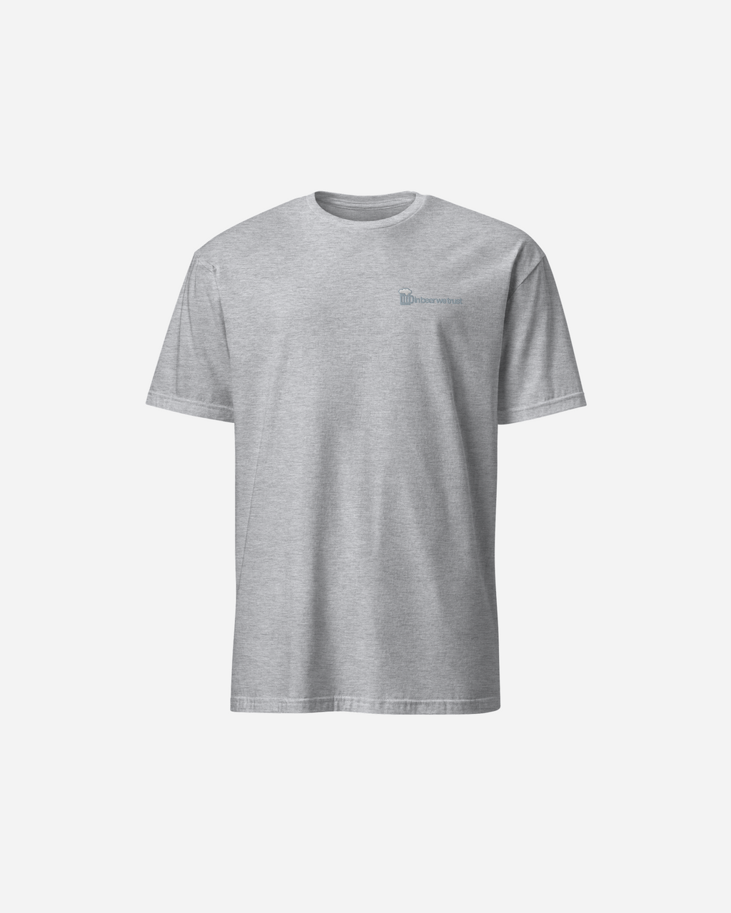 Unisex Sport Grey T-Shirt with Flat Embroidery Logo – Premium Cotton Crew Neck