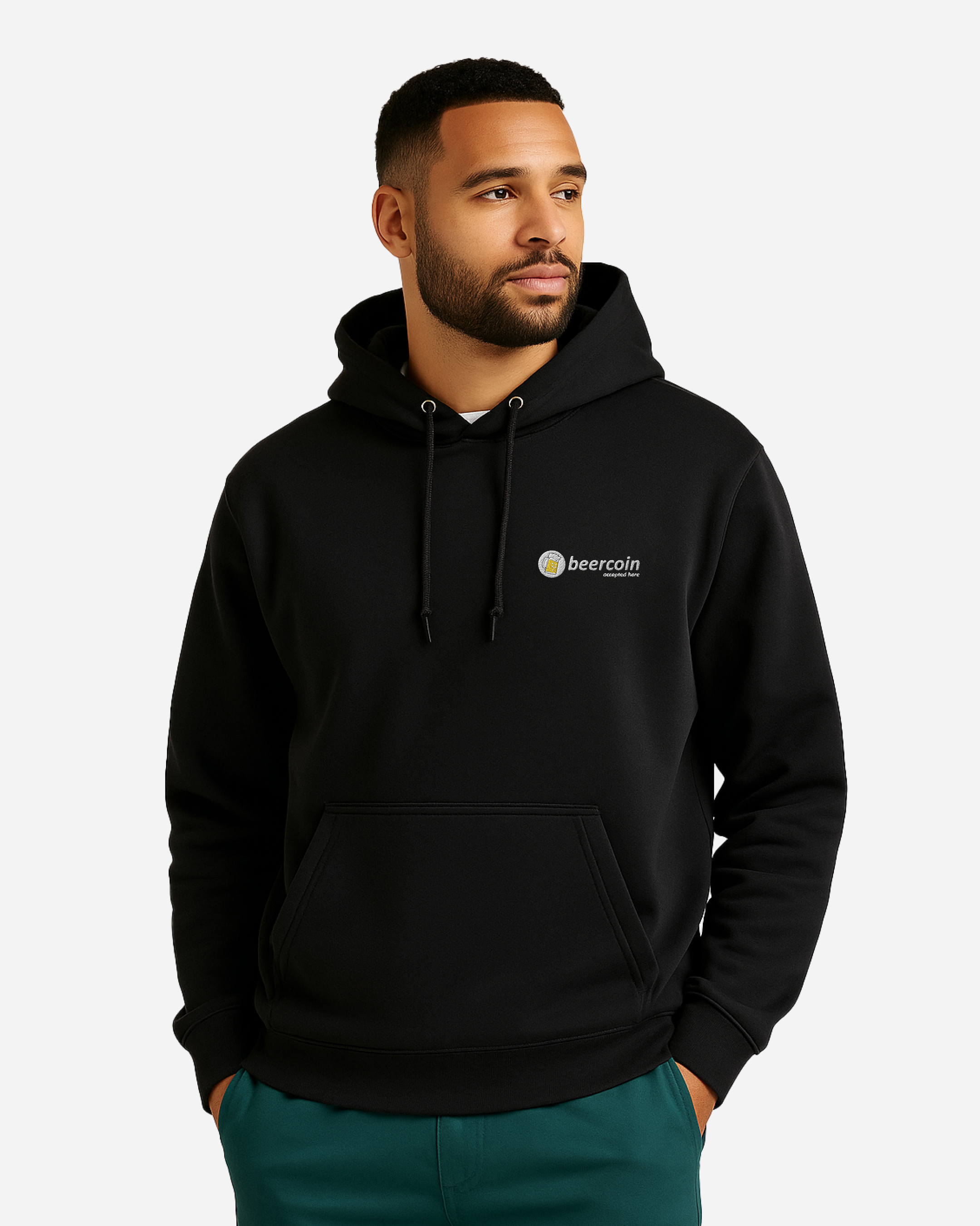 Beercoin Classic Unisex Black Hoodie – Flat Embroidery Edition