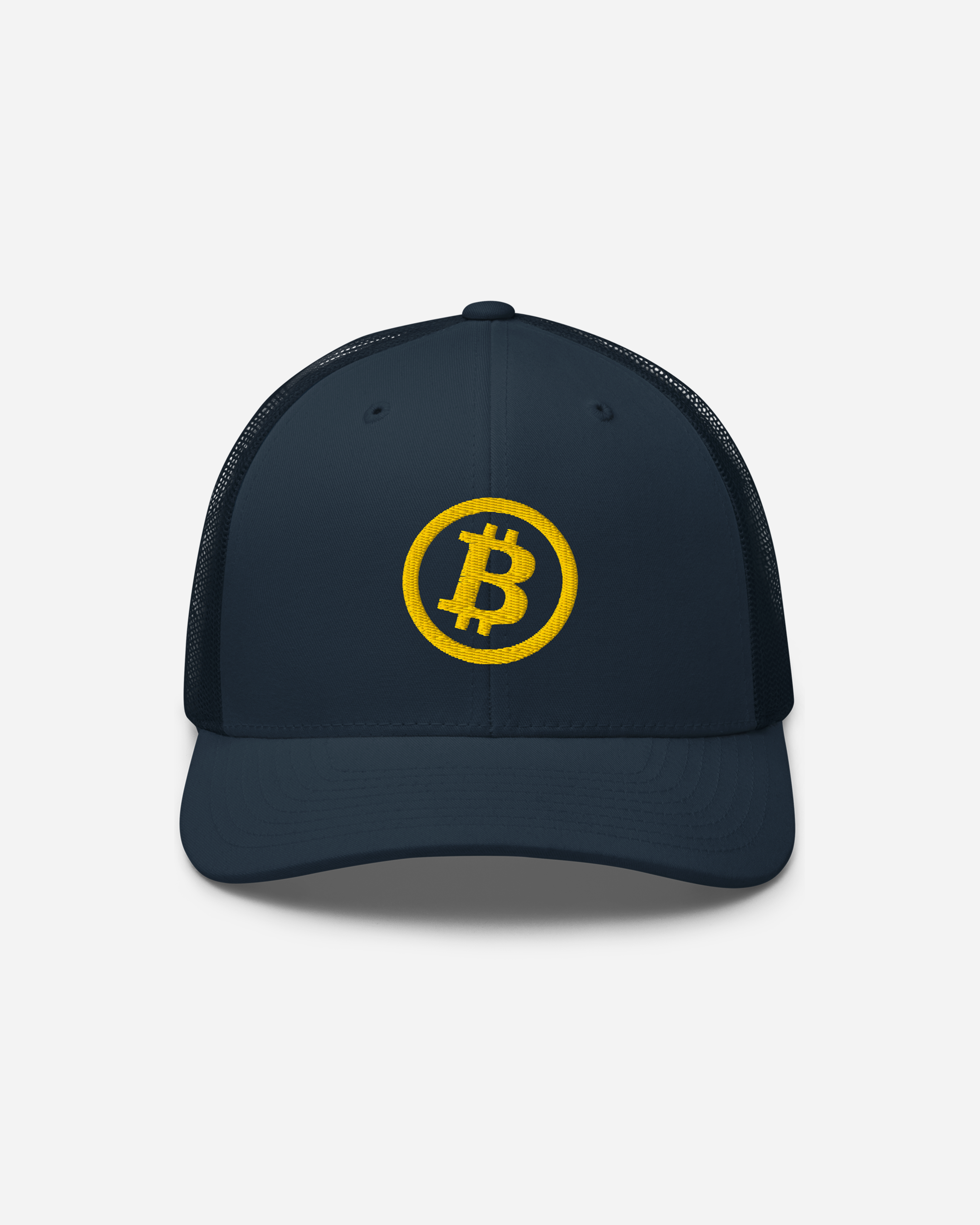 Bitcoin Flat Embroidered Trucker Hat – Unisex Crypto Snapback Cap