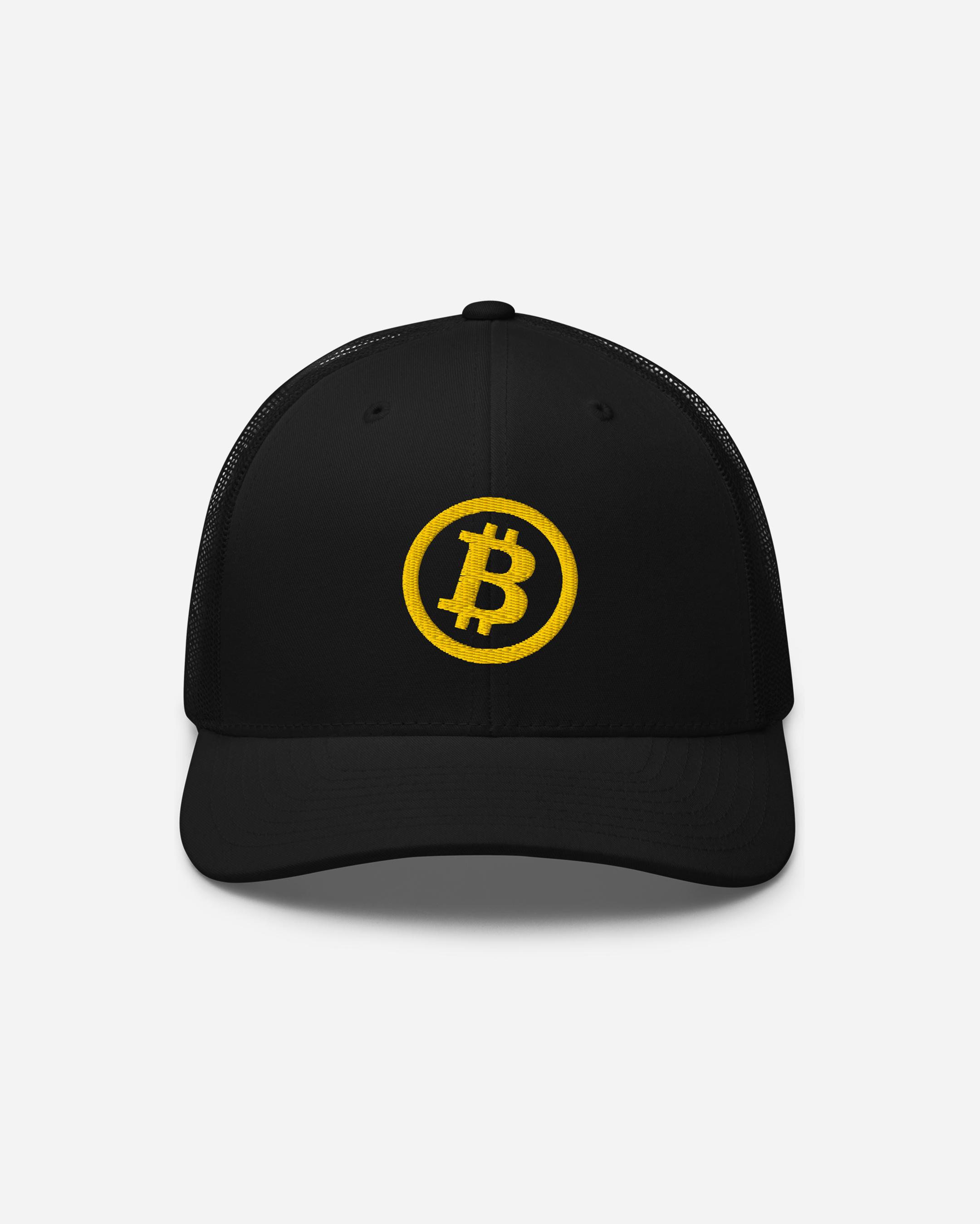 Bitcoin Flat Embroidered Trucker Hat – Unisex Crypto Snapback Cap
