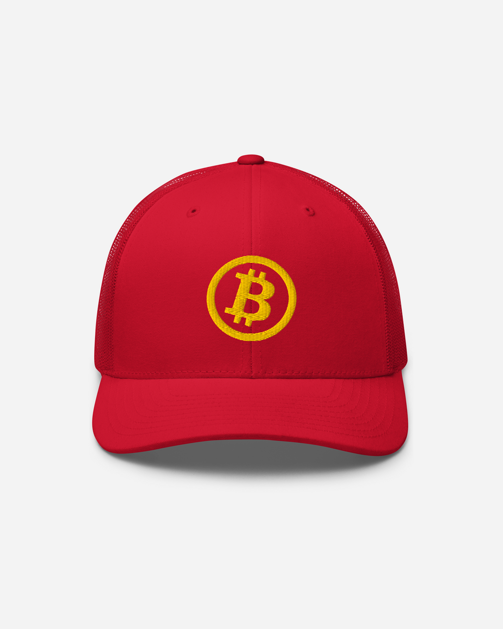 Bitcoin Flat Embroidered Trucker Hat – Unisex Crypto Snapback Cap
