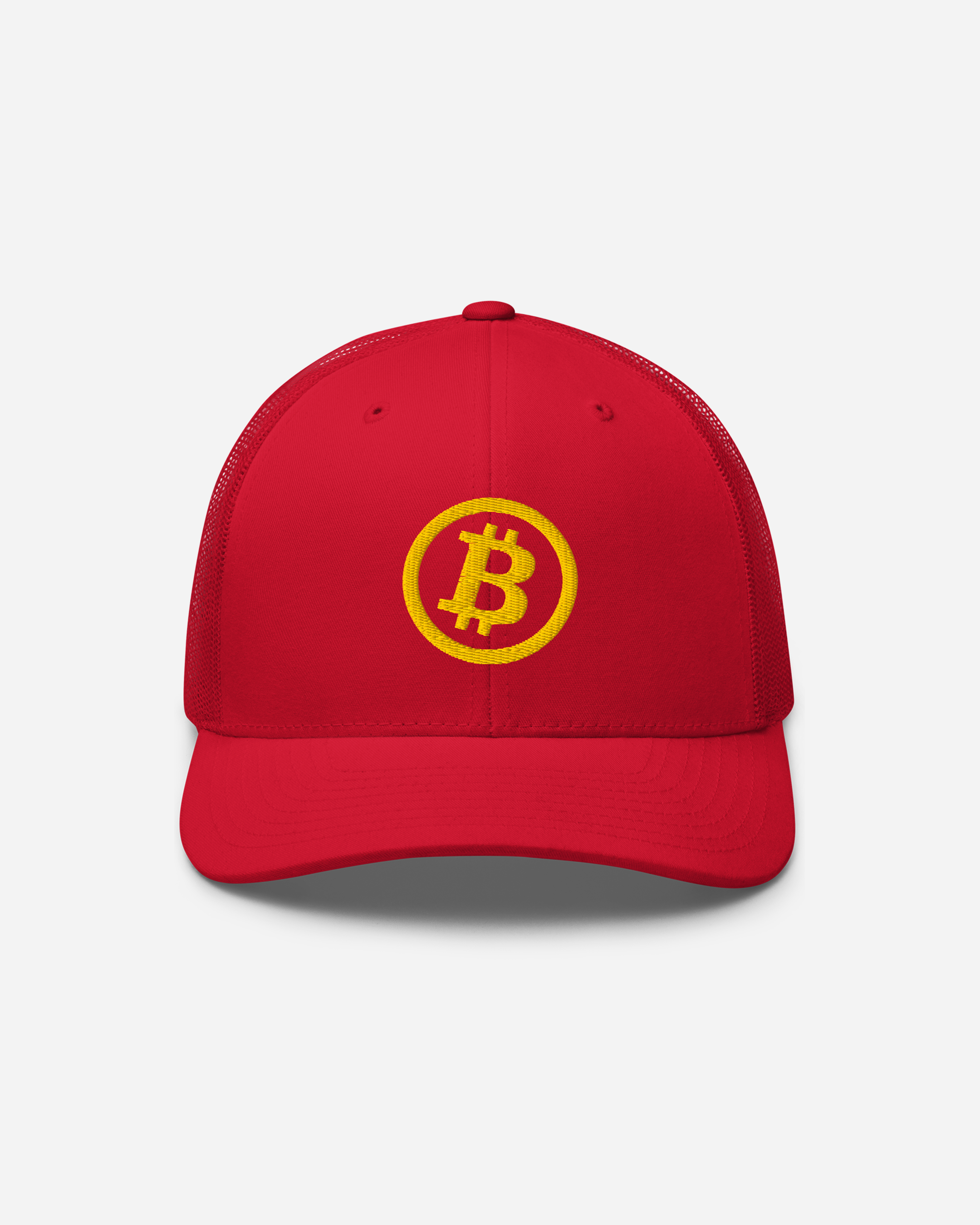 Bitcoin Flat Embroidered Trucker Hat – Unisex Crypto Snapback Cap