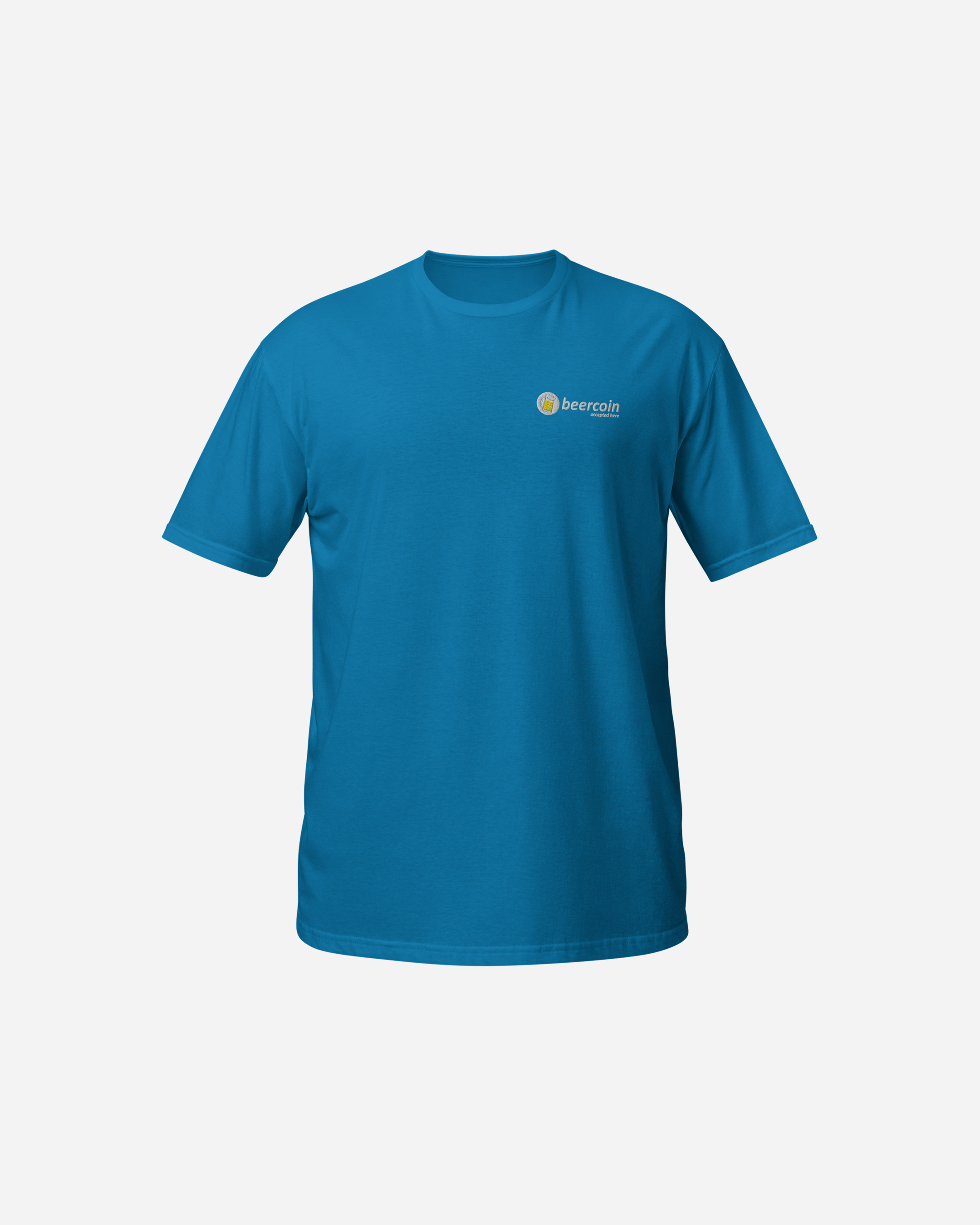 Beercoin Essential Unisex T-Shirt – Premium Flat Embroidery Crypto Streetwear (Navy, Red, Sapphire, Tropical Blue)