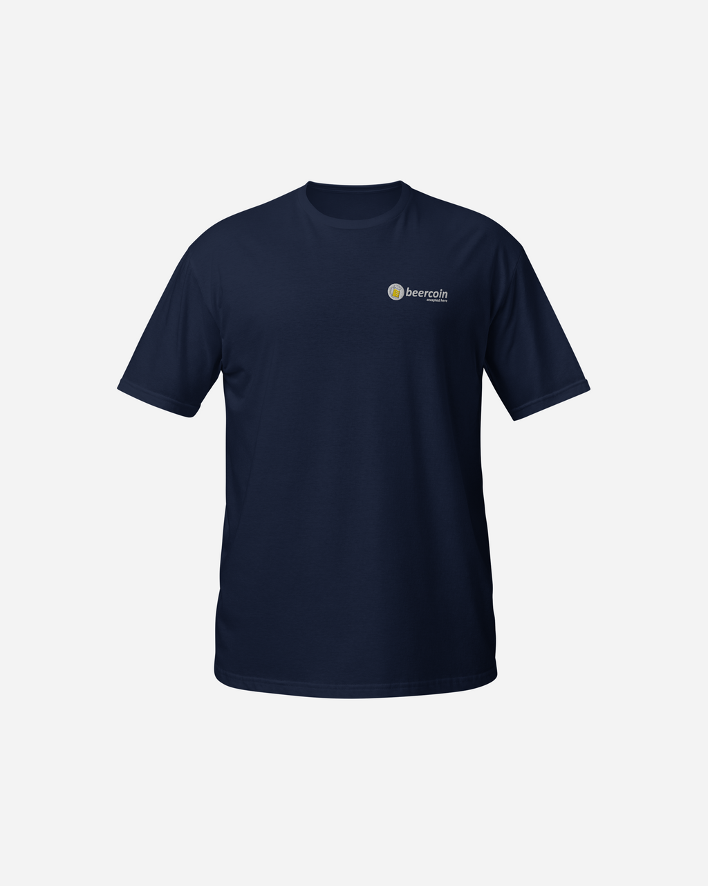 Beercoin Essential Unisex T-Shirt – Premium Flat Embroidery Crypto Streetwear (Navy, Red, Sapphire, Tropical Blue)