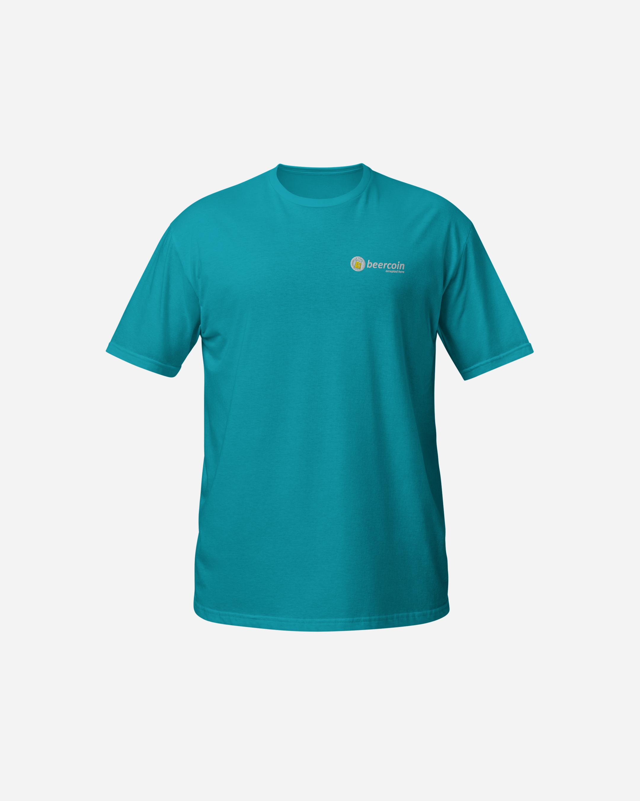 Beercoin Essential Unisex T-Shirt – Premium Flat Embroidery Crypto Streetwear (Navy, Red, Sapphire, Tropical Blue)