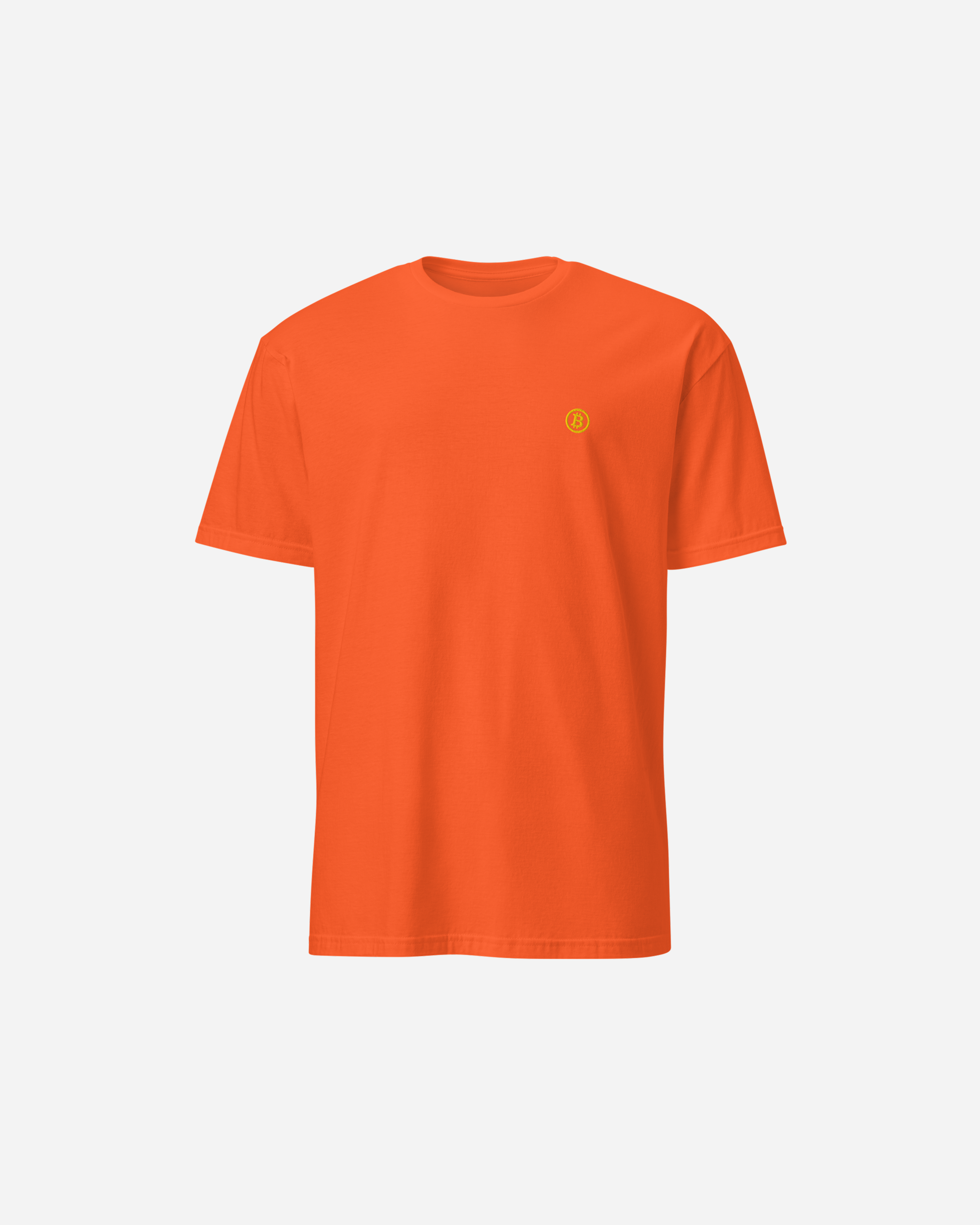 Bitcoin Essential Unisex T-Shirt – Premium Flat Embroidery Crypto Streetwear (Navy, Black, Navy, Orange, Red, Royal Blue, Sapphire)