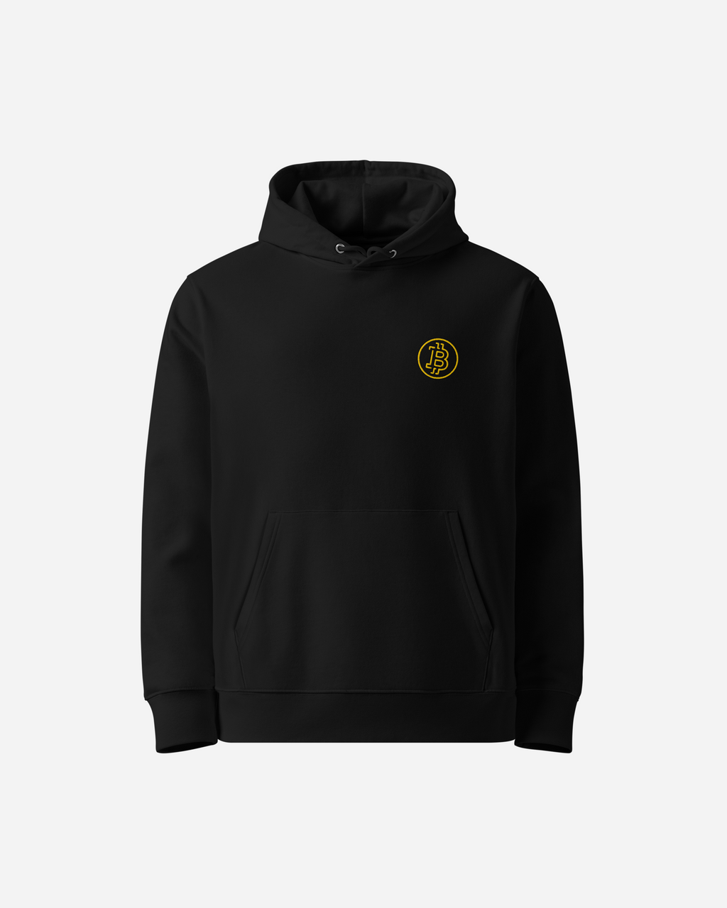 Bitcoin Classic Unisex Black Hoodie – Flat Embroidery Edition